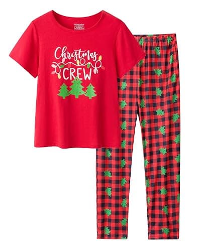 UNICABBIT21 Pajamas for Girls Cute Unicorn Pants and Short Sleeve Tee Big Kids Cotton Sleepwear Set Size 6-16 - Image 1