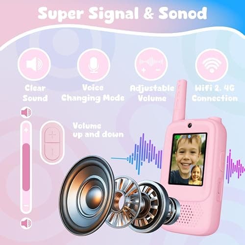 Video Walkie Talkies for Kids, 2 Pack Rechargeable Walkie Talkies with Screen, Indoor Outdoor Toy for 3 4 5 6 7 8 9 10 Year Old Girl, Christmas Birthday Gifts for Girls Age 3-12 (Pink) thumbnail 4