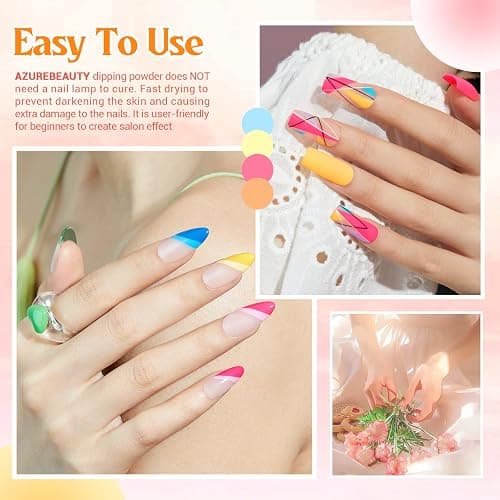AZUREBEAUTY 31Pcs Dip Powder Nail Kit Starter 20 Colors Pastel Spring Summer Pink Acrylic Dipping Powder Set with Top/Base Coat Activator & Recycling Tray for Macaron French Manicure Salon thumbnail 4
