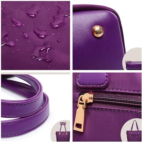 AlwaySky Nylon 6 PCS Women Shoulder Bag Top-Handle Handbag Tote Purse Wallet Key Case Set thumbnail 5