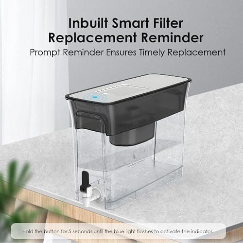 Waterdrop 35-Cup Slim Water Filter Dispenser, Large Capacity Water Filter Pitcher, 200-Gallon Long-Life, 5X Lifetime, Reduces Chlorine, PFOA/PFOS and More, BPA Free, Black (with 1 Filter) thumbnail 6