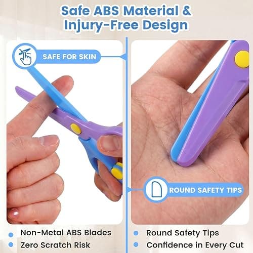 LovesTown Toddler Scissors, 4PCS Adaptive Blunt Tip Training Safety Scissors for Kids, Child Hand-Eye Coordination Development, Early Preschool Development Tools, Stocking Stuffer DIY Craft Projects thumbnail 5