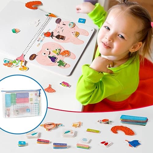 Freebear Montessori Busy Book for Kids, Human Body Anatomy Book for Toddlers, Preshool Kindergarten Learning Activities, Autism Sensory Toys, Travel Toys, Gifts for Girls and Boys 4 5 6 7 8 Years - Human structure 1 thumbnail 6