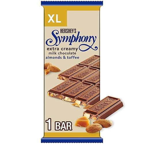 HERSHEY'S SYMPHONY Milk Chocolate, Almonds and Toffee XL, Candy Bar, 4.25 oz (16 Pieces) - Milk Chocolate, Almonds and Toffee - 4.25 Ounce (Pack of 1)