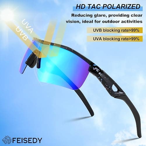 FEISEDY Kids Teens Baseball Polarized Sunglasses Sports TR90 Frame Boys Girls Cycling B2454 thumbnail 4