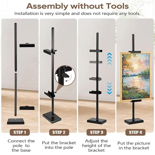 dakewang Adjustable Tabletop Easel Stand for Picture Frames, Picture Easels for Display, Gold Easel, Picture Frame Stand, Adjustable Art Easel.(30inch,Black) thumbnail 5