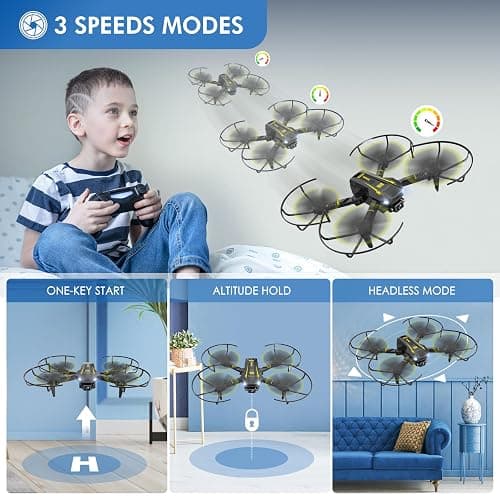 AVIALOGIC Mini Drone with Camera for Kids, Remote Control Helicopter Toys Gifts for Boys Girls, FPV RC Quadcopter with 1080P HD Live Video Camera, Altitude Hold, Gravity Control, 2 Batteries thumbnail 4