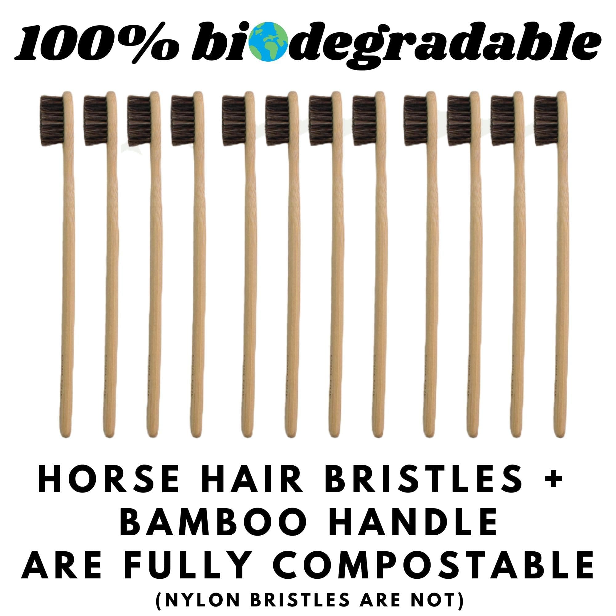 Gaia Guy Soft Natural Bristle Bamboo Toothbrush (NO Nylon - Horse Hair ONLY) - Totally Compostable & Biodegradable Soft Horsehair Bristle and Bamboo Toothbrushes - Zero Waste & Plastic-Free thumbnail 2