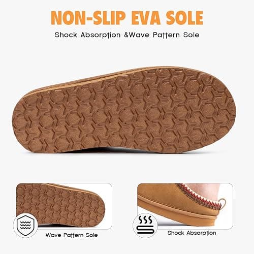 FITORY Women's Suede Slipper, Flat Slip On House Shoes with Faux Fur Lining Indoor Outdoor Short Mini Boots thumbnail 4