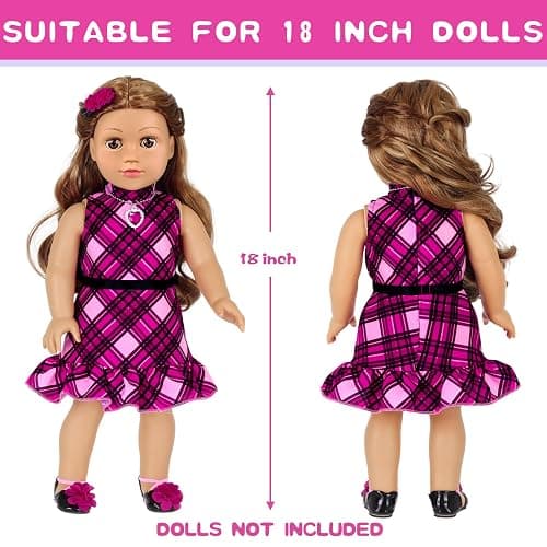 American 18 Inch Dolls Makeup Accessories and Clothes,Fashion Dress Tote Bag for 18" Doll Include Outfits Shoes Cosmetic Toys Stuff Gift for Baby Girl (No Doll) thumbnail 3