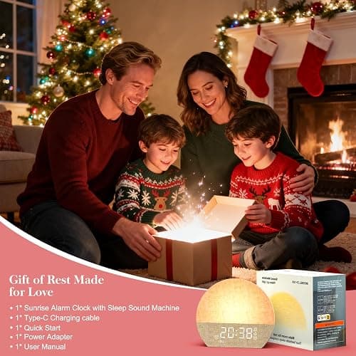 Wake Up Light Sunrise Alarm Clock,Alarm Clocks Bedside with Dual Alarms | 30 Soothing Sound Machine, Digital Alarm Clock for Kids with 7 Colors Dimmer Night Light &Timer for Heavy Sleepers Bedroom thumbnail 2