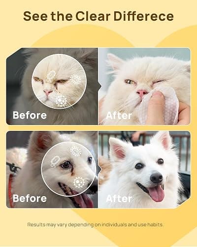 HICC PET Eyes Wipes for Dogs & Cats, Vet-Recommended Dog Eye Infection Treatment, Gently Remove Tear Stain, Debris, Discharge - Hypoallergenic Pet Eye Wash Cleaner for Eyes, Wrinkle, Face - 100pcs thumbnail 3