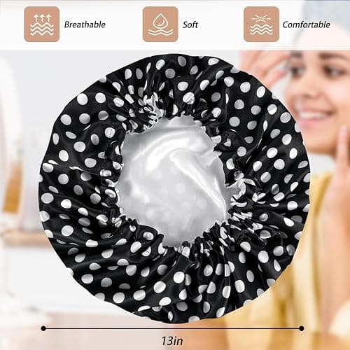 Satin Bonnet Silk Bonnet Hair Bonnet for Sleeping-Slouchy Beanie Hat Satin Sleep Cap for Women's Natural & Curly Hair(Dots) thumbnail 5