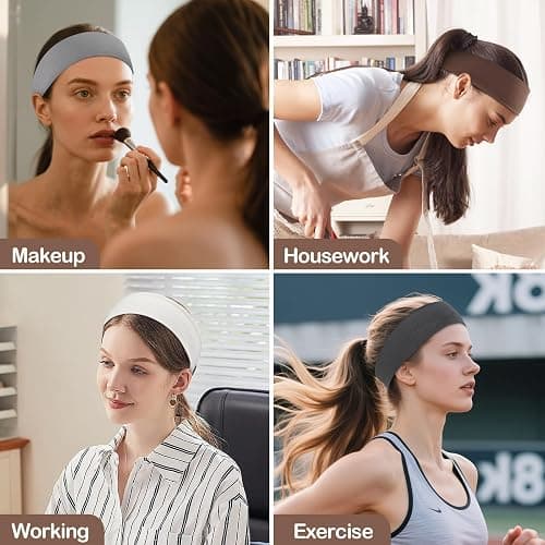 12 Pack Headbands for Women, Elastic Soft Hair Bands for Workout, Yoga, Running, Fitness thumbnail 7