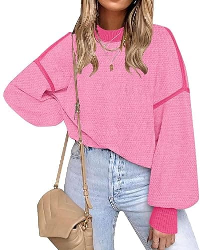 Fall Clothes for Women 2025 Trendy Fashion Oversized Sweaters Color Block Long Sleeve Knited Pullover Tops Winter Outfits - Image 1