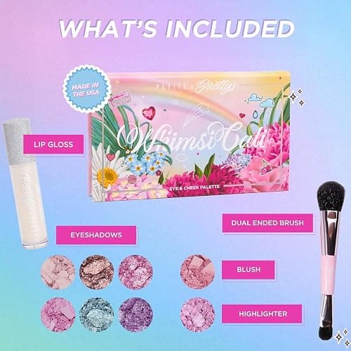 Petite 'N Pretty - WhimsiCali Eyeshadow & Cheek Makeup Palette and 10K Shine Lip Gloss Duo – Natural & Non-Toxic Face Makeup for Kids, Children, Tweens and Teens thumbnail 2