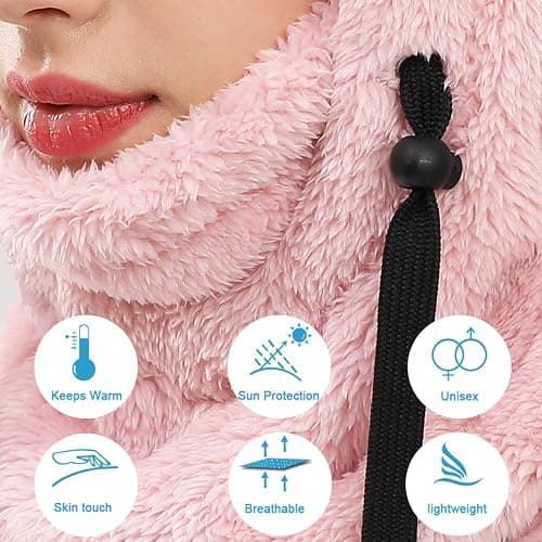 Shy Velvet Balaclava Wind-Resistant Winter Face Mask,Fleece Ski Mask for Men and Women,Warm Face Cover Hat Cap Scarf - Pink thumbnail 6
