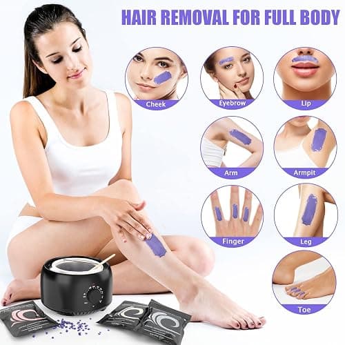 TIKESI Waxing Kit - Wax Warmer for Hair Removal, Hard Wax Kit with 14oz 5 Bags Hard Wax Beans for Full Body, Legs, Face, Eyebrows, Bikini, Brazilian Waxing Kit for Women Men thumbnail 5