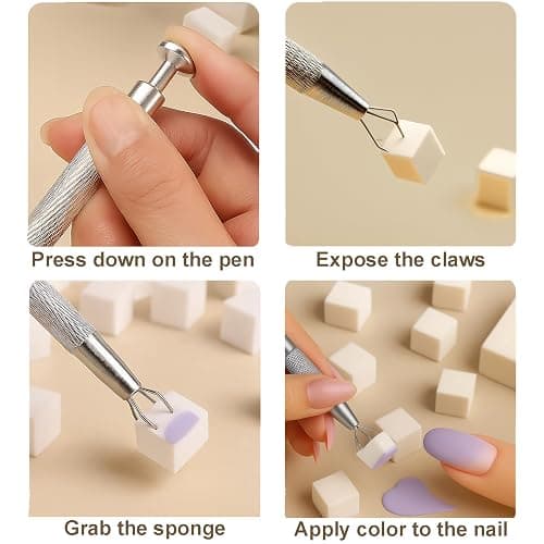150PCS Nail Sponges for Ombre Nail Art with 1 Grab Pen – Gradient Nail Art Tool Set with Storage Case – DIY Nail Design Accessories for Salon & Home Use thumbnail 5