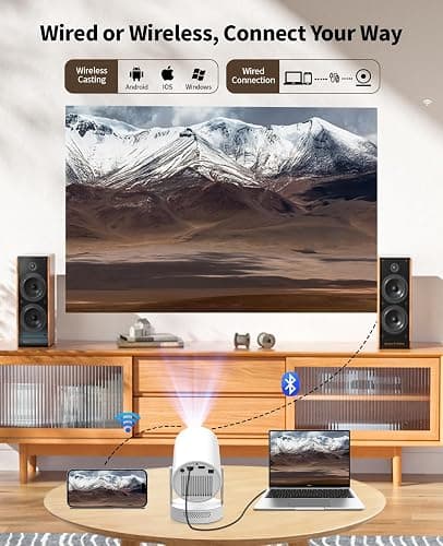 【Electric Focus】Mini Projector, Support 4K 1080P, 210 ANSI Portable Projector with WiFi and Bluetooth, Auto Keystone Correction Video Projector, Compatible with Smartphone,TV Stick,Laptop thumbnail 4
