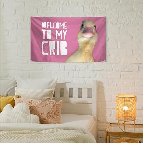 Welcome To My Crib Flag 3x5 Ft Pink Funny Flag with Brass Grommets for Man Cave College Dorm Bedroom Gift Home Decor thumbnail 4
