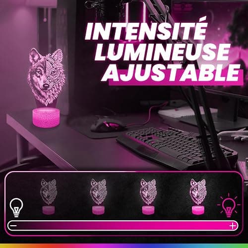 Lampephoto.fr - Lampe 3D Loup Double Face Décoration Animal Réaliste Mandala, Idée Cadeau Homme Femme Objet Loup Double Face Veilleuse Adulte Déco Chambre, Idee Cadeau Noel Homme Femme Original, TOP thumbnail 3