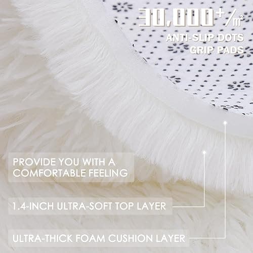 OLANLY Fluffy Area Rug for Living Room Bedroom, 4x6 Feet Soft Shaggy Non-Slip Carpet, Indoor Modern Plush Area Rugs for Kids Girls and Boys, Dorms, Nursery Rooms, Home Decor, Cream White thumbnail 6