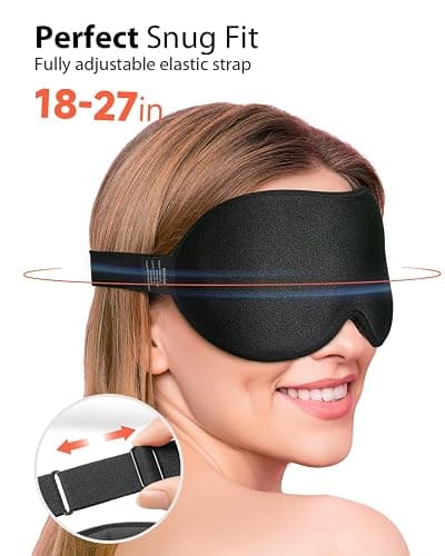 MABAO Weighted Sleep Mask - 100% Blackout Eye Mask for Sleeping for Women Men, 3D Contoured for Lash Extension, Zero Eye Pressure Memory Foam Cover, Soft Gentle Pressure Blindfold for Travel - Black thumbnail 7