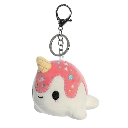 Aurora® Enchanting Tasty Peach® Vanilla-Berry Nomwhal Clip-On Stuffed Animal - Bright & Colorful Design for Room Decor - Perfect for Adults, Kids, and Birthdays - White 4.5 Inches thumbnail 6