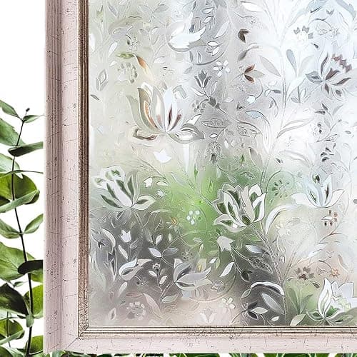 Hoonng Window Privacy Film for Glass, Tulip Removable Static Film, 17.5x78.7 Inch - Image 1