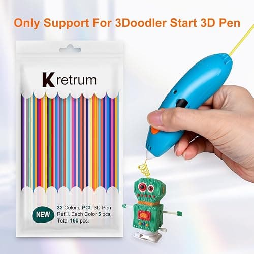 32 Colors 3D Doodler Pen Refills Packs for 3Doodler Start+ 3D Pen Low Printing Temperature PCL Filament 3D Doodler Refills Each Color 15.2 cm x 5 pcs Total 160 pcs Only Fit for 3Doodler Start+ thumbnail 2