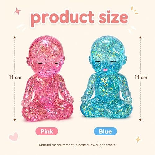 PRVCFZ 2 PCS Baby Squishy Pink and Blue Glitter Character Figurines, Colourful Desktop Decorations, Charming Ornaments for Home, Office, Shelf Display and Collection thumbnail 3