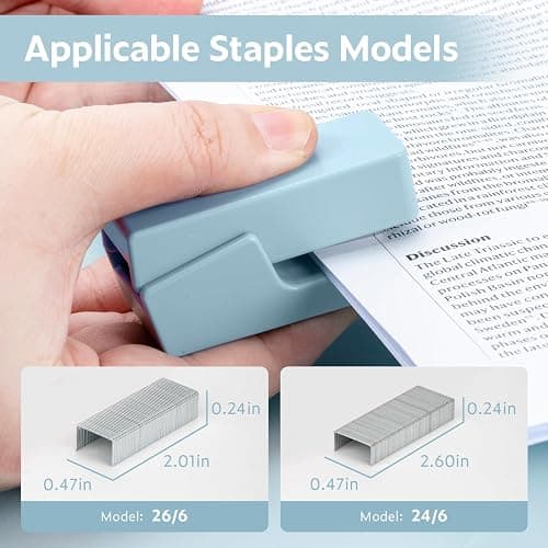 NUSIGN Mini Stapler with 830 Staples, Small Cute Desk Staplers, 25 Sheet Capacity, Blue thumbnail 4