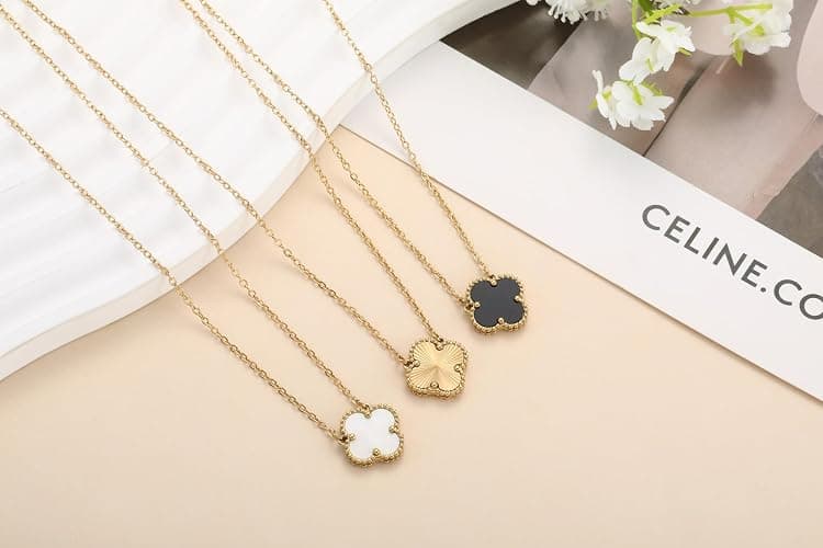 AIPPK Clover Pendant Necklace Set for Women 18K Gold Plated Four Leaf Clover Necklace Lucky Simple Jewelry Gifts for Women 3Pcs thumbnail 5
