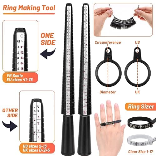 Audab Jewelry Wire Wrapping Jewelry Making Supplies Kit, Ring Sizer Measuring Tools Kit with Tools, Ring Craft Wires, Jewelry Findings for Rings Repair thumbnail 3