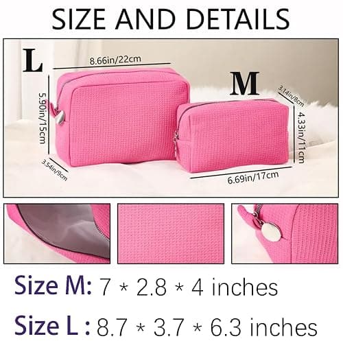 Personalized Embroidered Waffle Cosmetic Bags, Custom Thicken Beauty Makeup Packet Bag for Women Girls, Travel Makeup Pouch, Aesthetic Toiletry Case, Bridal Bridesmaid Party, Birthday, Wedding Gifts thumbnail 8