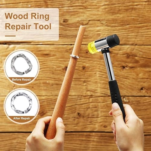 11 Pieces Us UK Ring Mandrel Set, Size 1-13 with Half Size Ring Sizer Gauge Jewelry Mandrel Jewelry Hammer Adjuster Polishing Cloth Polishing Stick Polished Agate Knife Measuring Tool(Black) thumbnail 5