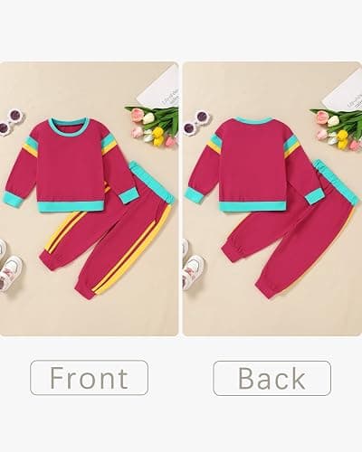 SANMIO Toddler Girl Clothes Outfits Cute Color Block Long Sleeves Top and Pants Sweatsuit 2 Piece Fall Clothing Set thumbnail 8