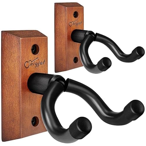 SNIGJAT Guitar Wall Mount 2 Pack, Guitar Hanger Wall Hook Holder Stand with Screws, Hardwood Mount Hanger for Acoustic Bass,Banjo, Mandolin - Image 1