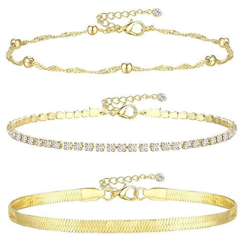 MOGASA 3-Teiliges Fußkettchen für Damen Set | Elegante Verstellbare Fussketten für Frauen | Edelstahl Fußkette Gold & Silber | Hypoallergen & Wasserdicht | Ideal als Geschenk - Image 1