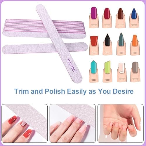Nail File and Buffer Set (16 Pack), Nail File Kit Professional Nail Files & Buffers Manicure Supplies Filer Buffer for Natural Nails, 100/180 Grit 7 Way Nail Filing Polishing Buffer for Nail Care thumbnail 2