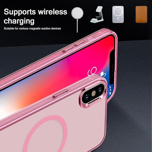 S. Tedazo Magnetic Case for iPhone X/Xs (5.8 inch) Compatible with Magsafe,[Not Yellowing] Slim Thin Shockproof iPhone X/Xs Case-Pink thumbnail 3