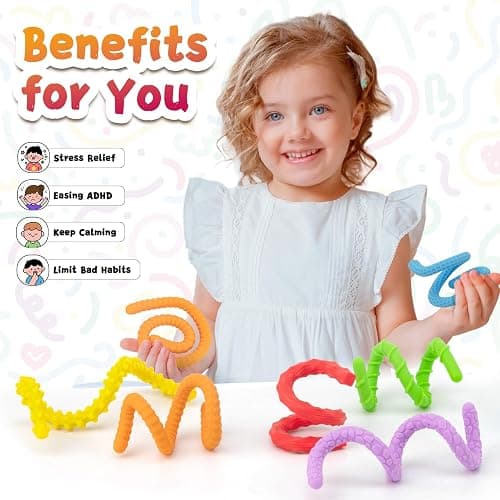 Fidget Toys for Kids 3+, Textured Silicone Sensory Sticks, 6 Pack | Sensory Toys for Anxiety Relief, Autism Toys for Toddlers with Autism, Travel Toys for Kids 3+ & Adults thumbnail 5
