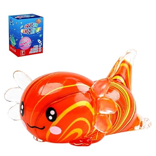 Axolotl Squishy Toy,Soft TPR Slow Rising Squeeze Toy(Orange | Swirl Stress Balls for Kids Adults Squishies Stress Relief,Sensory Fidget Toys Squishy for Anxiety for Kids Youth Adults - Image 1