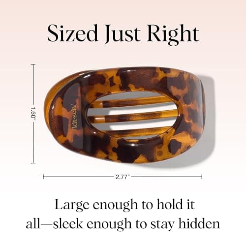 Kitsch Small Flat Claw Clips for Women - Stylish Flat Hair Clips, Strong Hold for Thick & Fine Hair | Non-Slip for Secure, Comfortable All-Day Wear | Ideal Gifts for Women -Tortoise Design thumbnail 5