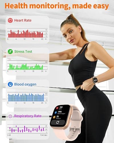 Smart Watch for Men Women, Bluetooth Calling, 1.83" HD Touch Screen Fitness Tracker, 100+ Sports Modes,Heart Rate Sleep Monitor， DIY Dial, IP68 Waterproof, Compatible with Android & iOS thumbnail 4