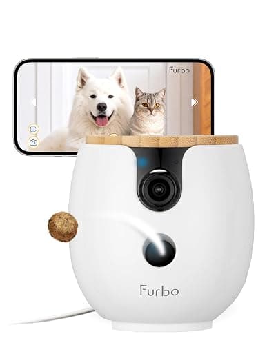 Furbo Mini 360° [New] 2K QHD Pet Camera: Dog & Cat Rotating Treat Dispenser w/Phone App, Smart Indoor Cam with 2-Way Speaker & Night Vision. No Subscription Needed. Standard See, Talk, & Toss Features - Image 1