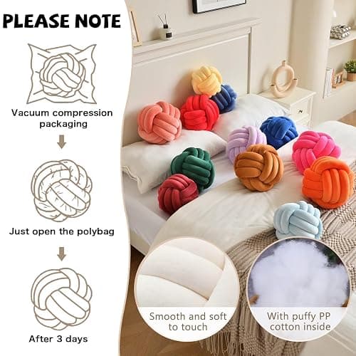 LUSJNGE Decorative Throw Knot Pillow Ball for Home Chair Sofa Couch Bed Aesthetic Round Velvet Knotted Pillow Cushion (Pink, 8 inches) thumbnail 4
