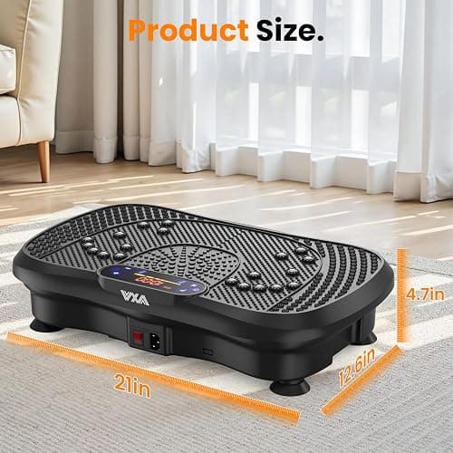 AXV Vibration Plate Fitness Platform Exercise Machine Vibrating Lymphatic Drainage Shaking Full Body Shaker Workout Vibrate Stand Shake Board Sport Gym for Weight Loss Fat Burner for Women Men - SLIM-BLACK thumbnail 9