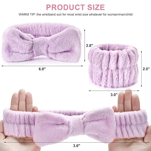 Dorbetar 6Pack Headbands and Wristband Set for Washing Face, Spa Skincare Makeup Headband, wrist bands and hair band for face wash, for Women and Teen Girl skincare tools Gifts thumbnail 2